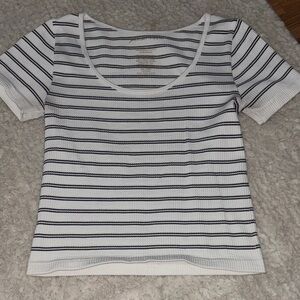Striped White and Black Women's Top